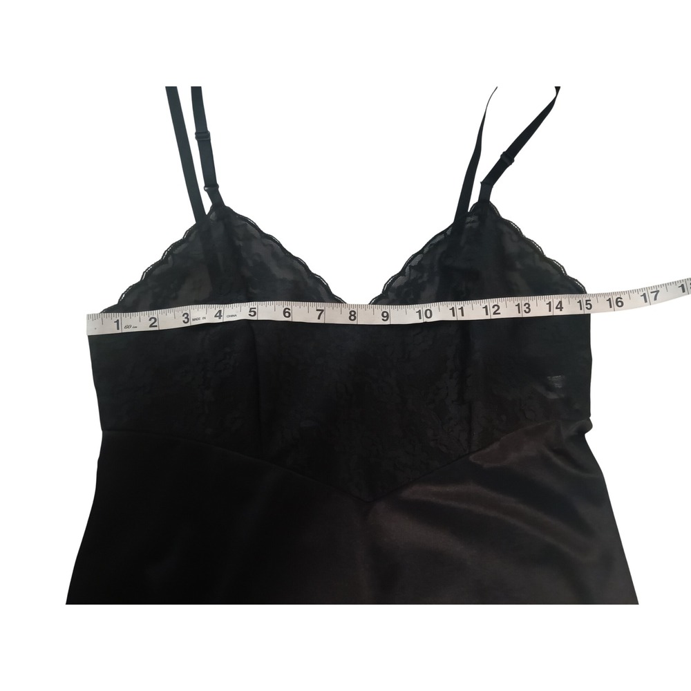 Vanity Fair Vintage Black Lace Trim Full Slip Vintage Nylon Antron III Size 34 - Picture 10 of 11